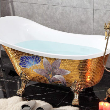 Modern Mosaic Gold Bathtub