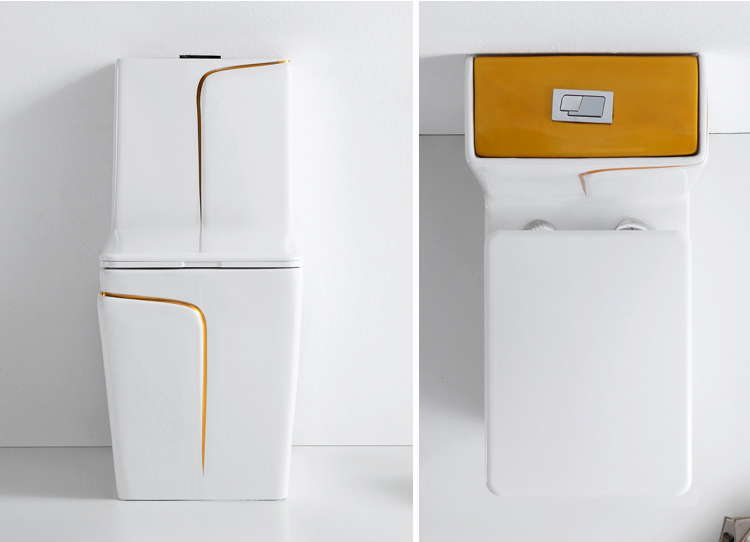 Angular Toilet With An Elegant Gold Stripe Gold Toilets