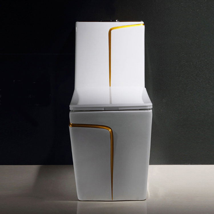 Angular Toilet With An Elegant Gold Stripe Gold Toilets