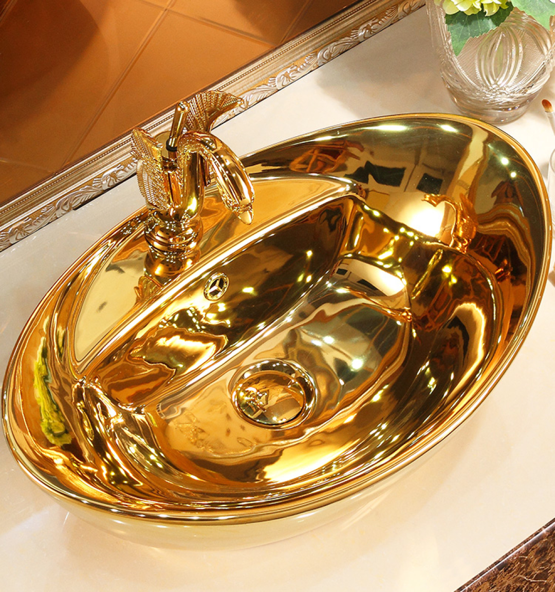 Classic Plain Gold Bathroom Basin Royal Toiletry Global