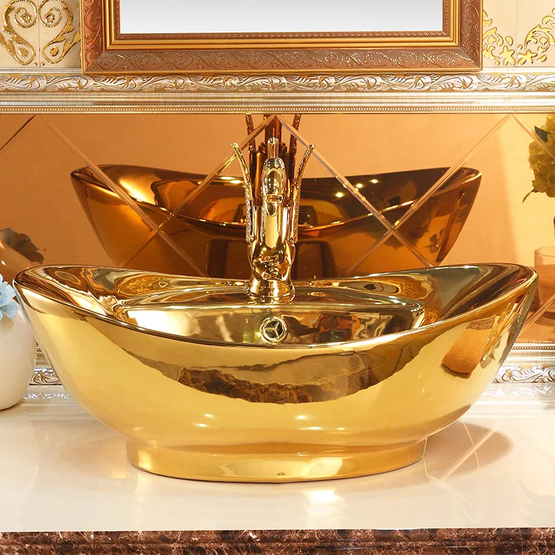 Classic Plain Gold Bathroom Basin  -  Gold Bathroom Basins