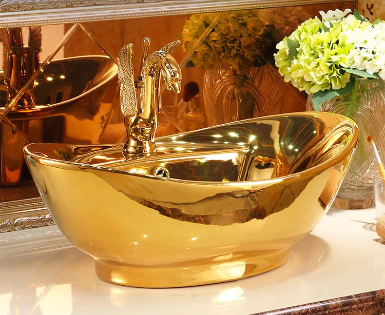 Classic Plain Gold Bathroom Basin  -  Gold Bathroom Basins