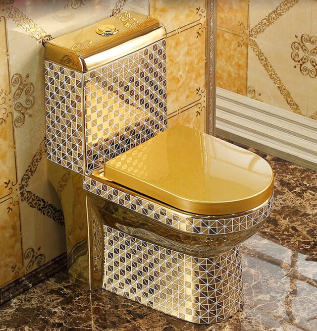 Deluxe Gold Toilet With Diamonds Pattern Royal Toiletry Global