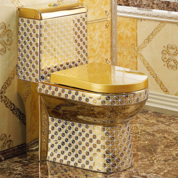 Fashion White and Golden Luxury Bathroom Ceramic Gold Toilet for