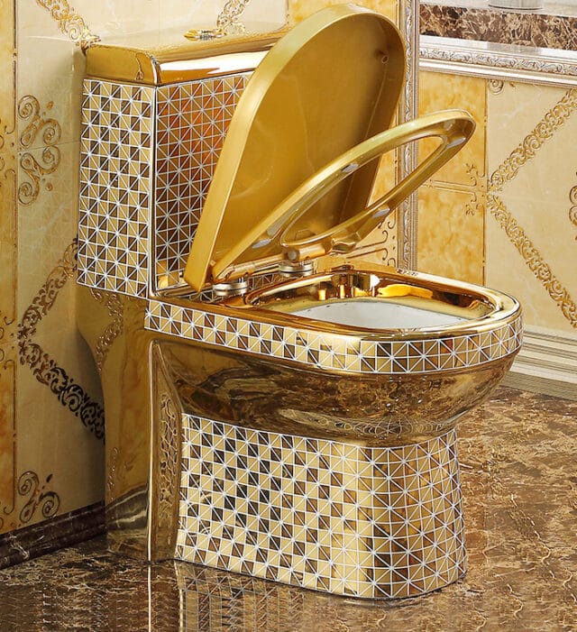 Deluxe Gold Toilet With Diamonds Pattern Royal Toiletry Global