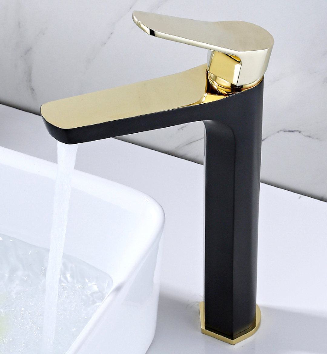Modern Black And Gold Bathroom Faucet
