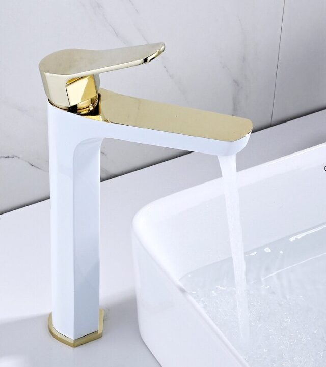 Modern White And Gold Bathroom Faucet - Royal Toiletry Global