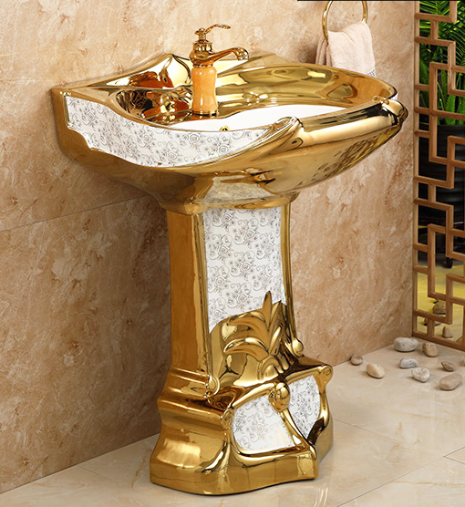 Royal Gold Pedestal Basin Gold Bathroom Basins