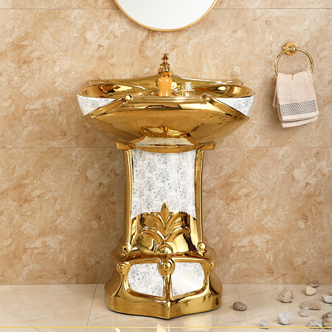 Royal Gold Pedestal Basin Gold Bathroom Basins