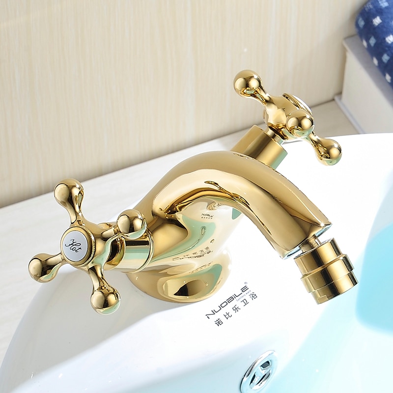 Retro Dual Handle Gold Bathroom Basin Faucet  -  Gold Water Taps & Faucets