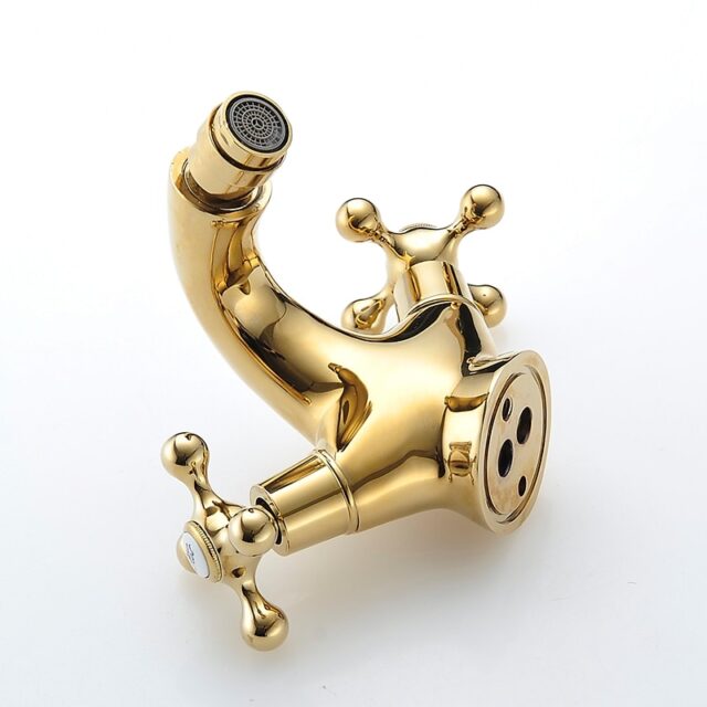 Retro Dual Handle Gold Bathroom Basin Faucet Royal Toiletry Global