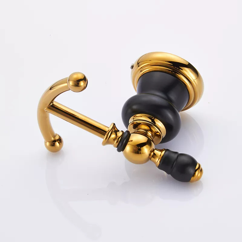 Retro Black And Gold Robe Hook Gold Bathroom Accessories