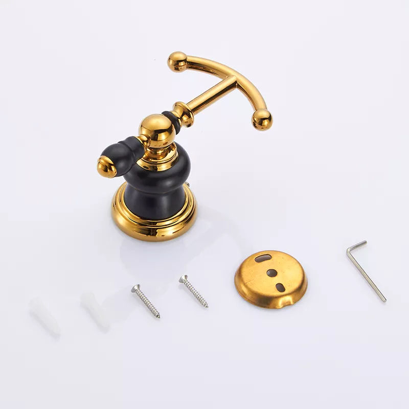 Retro Black And Gold Robe Hook  -  Gold Bathroom Accessories