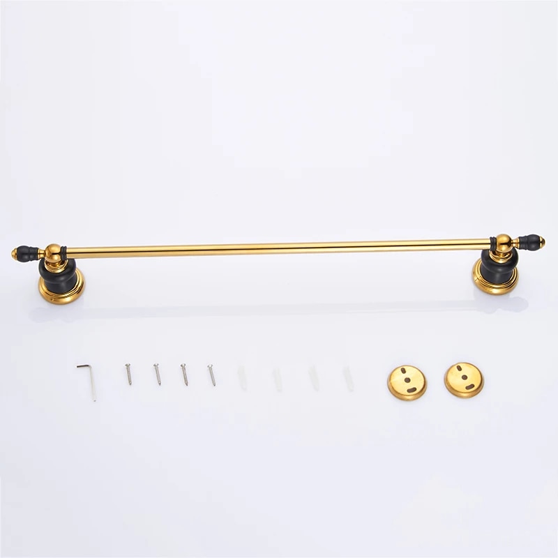 Retro Black And Gold Single Towel Bar  -  Gold Bathroom Accessories
