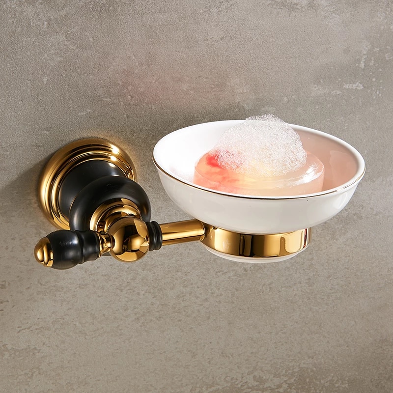 Retro Black And Gold Soap Dish Gold Bathroom Accessories