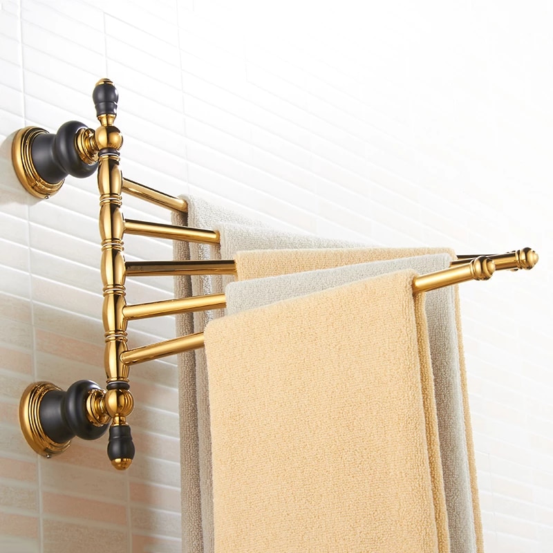 Retro Black And Gold Towel Bars Gold Bathroom Accessories