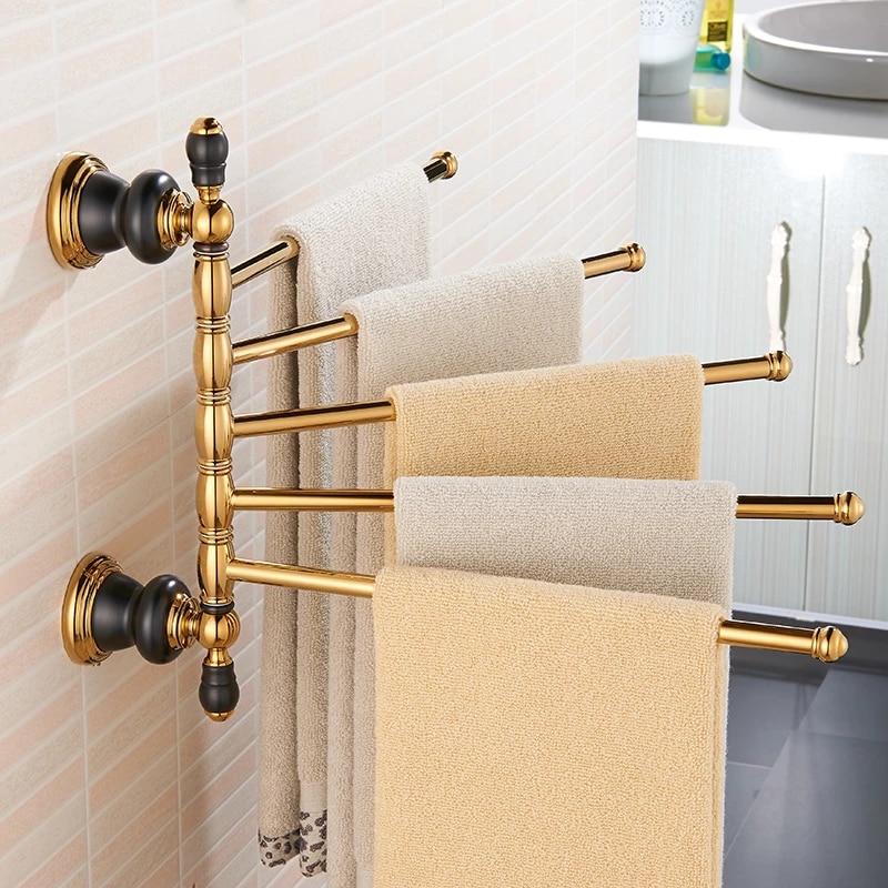 Retro Black And Gold Towel Bars Gold Bathroom Accessories