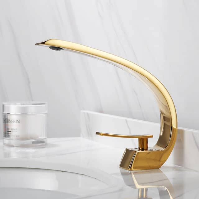 Modern Gold Dual Handle Bathroom Faucet Royal Toiletry Global