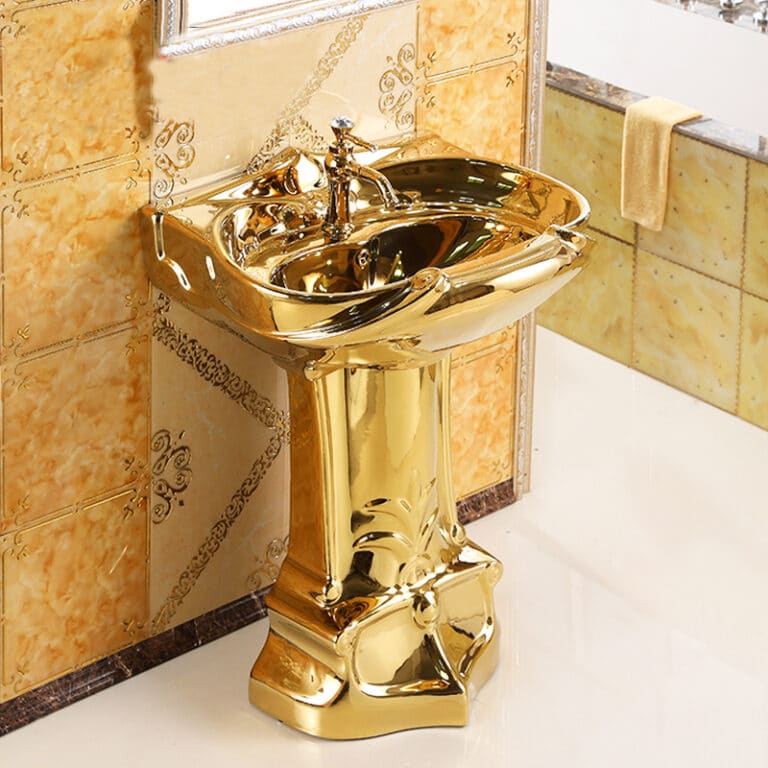 Royal Plain Gold Pedestal Basin Royal Toiletry Global