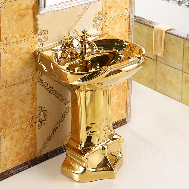 Royal Plain Gold Pedestal Basin Gold Bathroom Basins