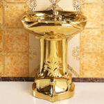 Royal Plain Gold Pedestal Basin - Royal Toiletry Global