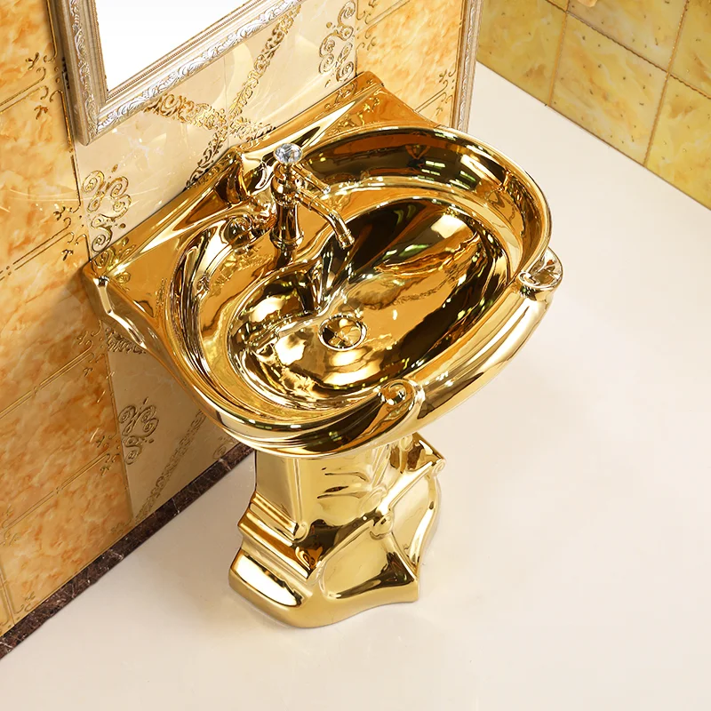 Royal Plain Gold Pedestal Basin  -  Gold Bathroom Basins