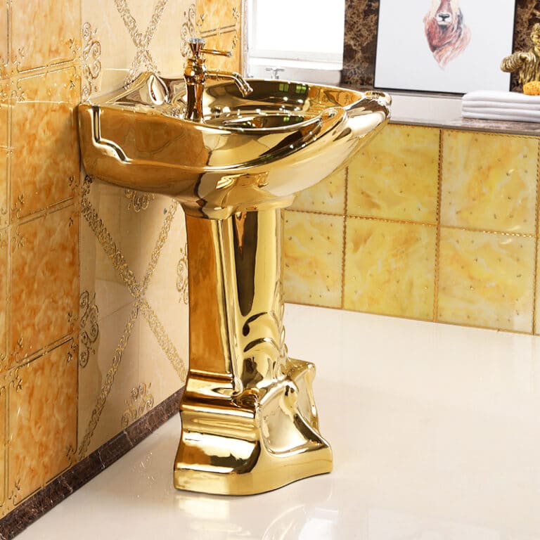 Royal Plain Gold Pedestal Basin Royal Toiletry Global