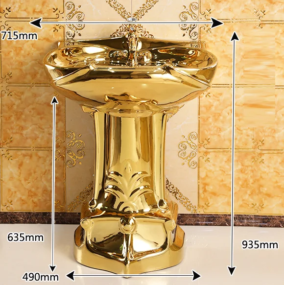 Royal Plain Gold Pedestal Basin  -  Gold Bathroom Basins