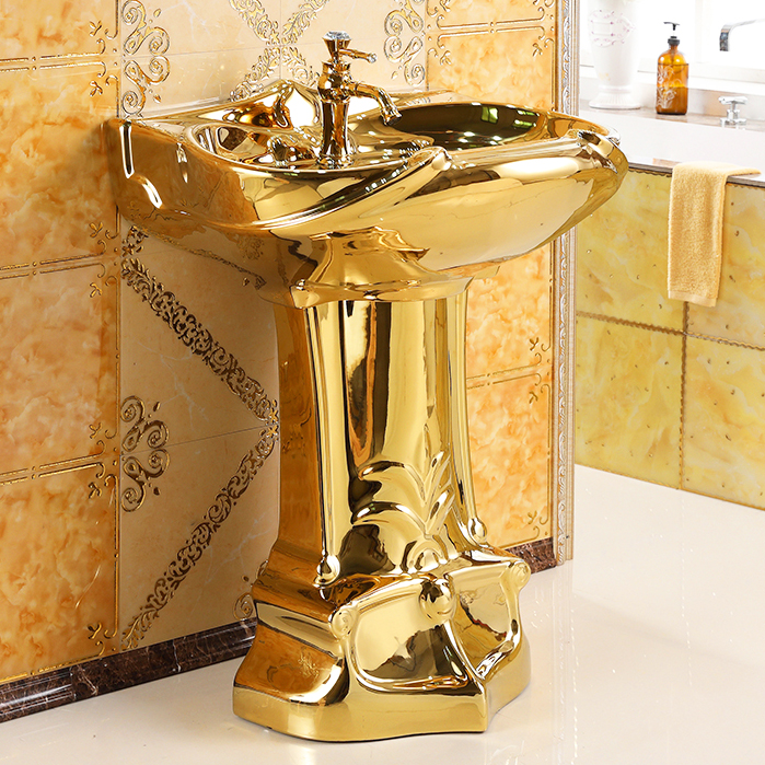 Royal Plain Gold Pedestal Basin Gold Bathroom Basins
