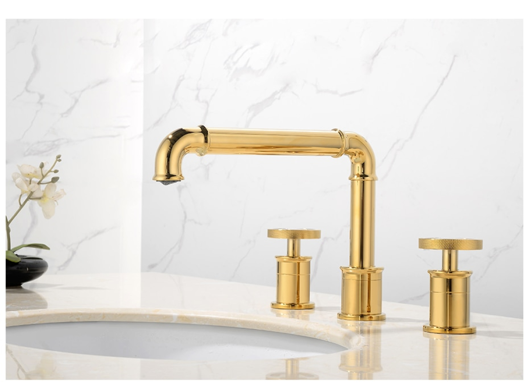 Retro Industrial Dual Handle Gold Bathroom Faucet Royal Toiletry Global