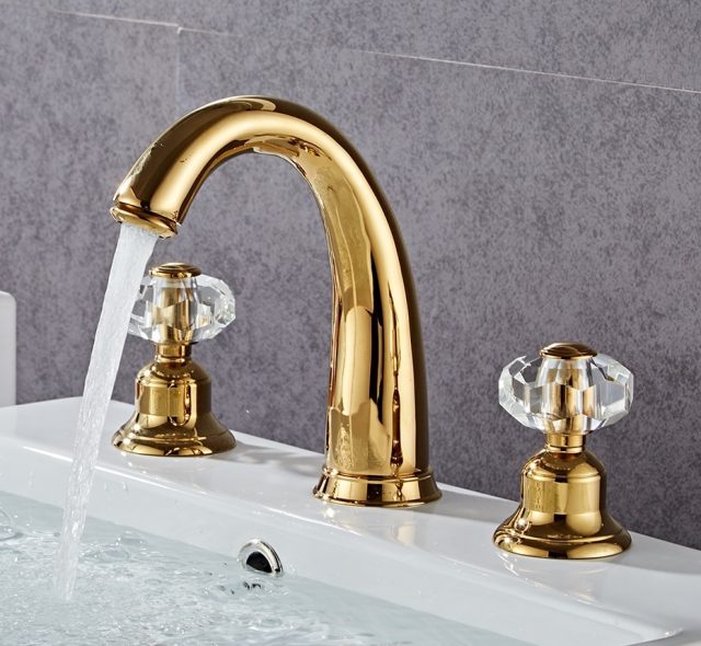 Modern Gold Dual Handle Bathroom Faucet Royal Toiletry Global