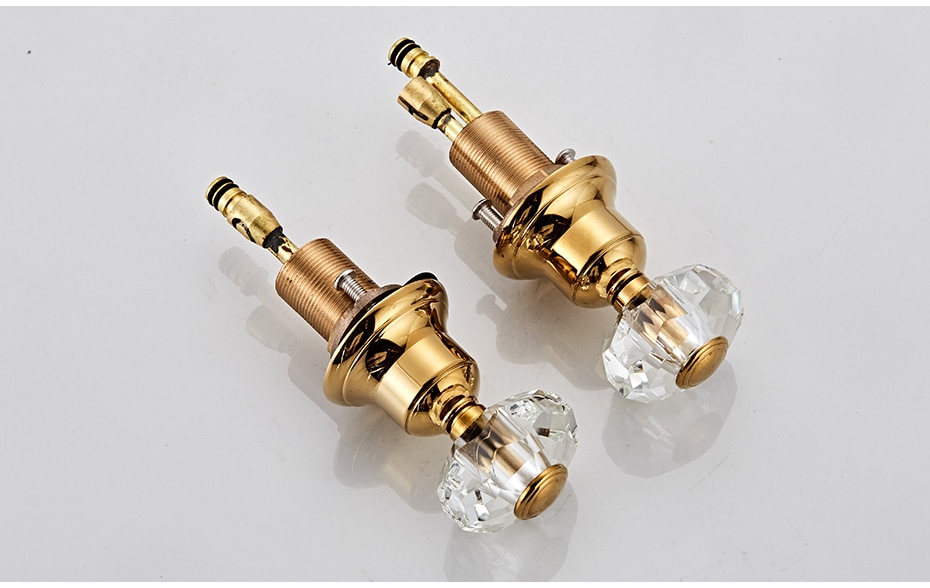 Modern Gold Dual Handle Bathroom Faucet  -  Gold Water Taps & Faucets