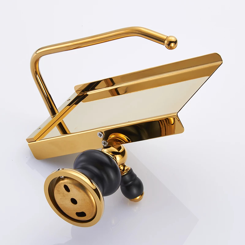 Retro Black And Gold Toilet Paper Holder Gold Bathroom Accessories