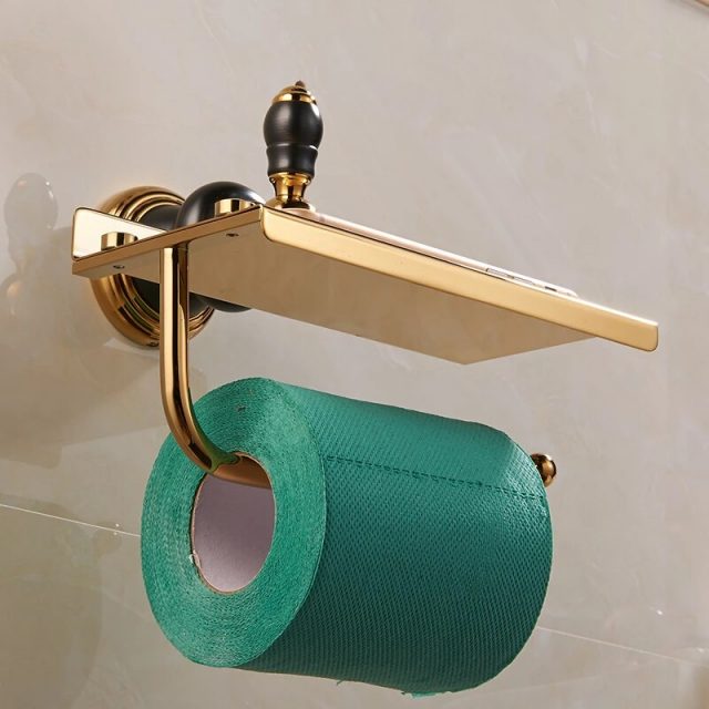 Retro Black And Gold Toilet Paper Holder Royal Toiletry Global