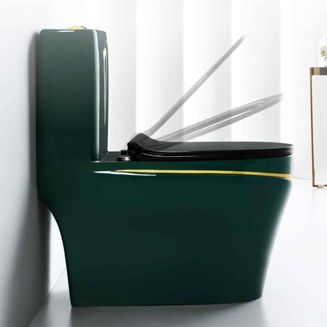Luxury Green Toilet With An Elegant Gold Stripe Royal Toiletry Global