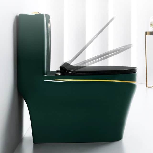 Luxury Green Toilet With An Elegant Gold Stripe - Royal Toiletry Global