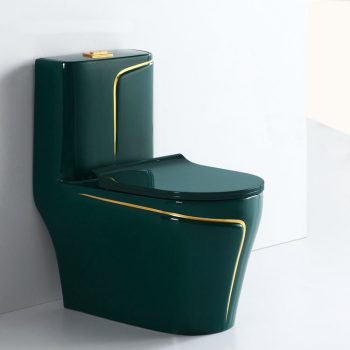 Luxury Green Toilet With An Elegant Gold Stripe