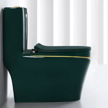 Luxury Green Toilet With An Elegant Gold Stripe