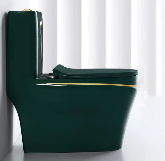 Luxury Green Toilet With An Elegant Gold Stripe  -  Gold Toilets