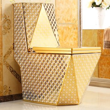 Angular Gold Toilet With Diamonds Pattern