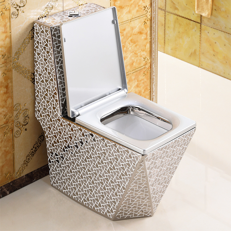 Angular Mosaic Silver Toilet Silver Toilets