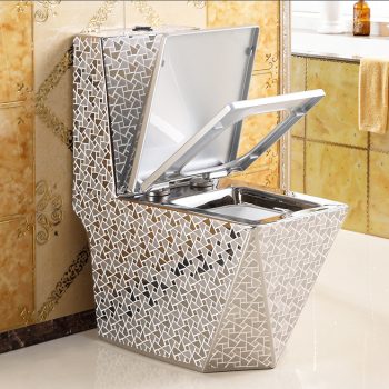 Angular Mosaic Silver Toilet