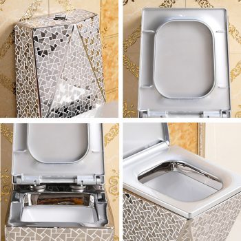 Angular Mosaic Silver Toilet