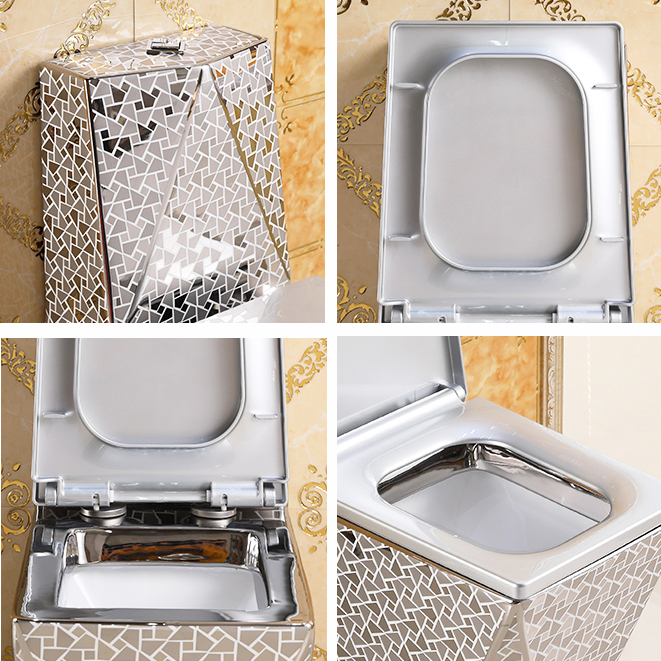 Angular Mosaic Silver Toilet Silver Toilets
