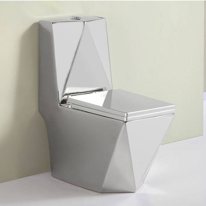 Angular Plain Silver Toilet  -  Silver Toilets