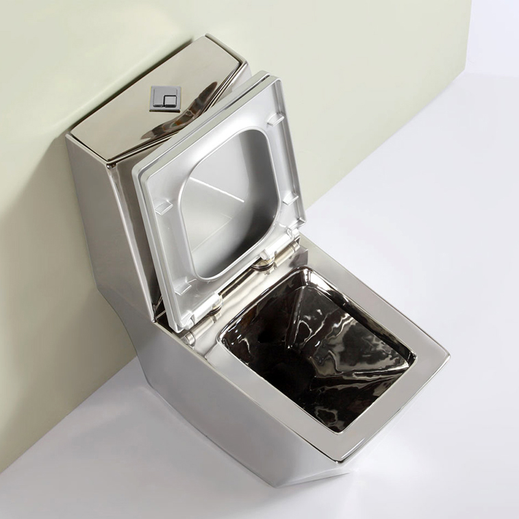 Angular Plain Silver Toilet  -  Silver Toilets