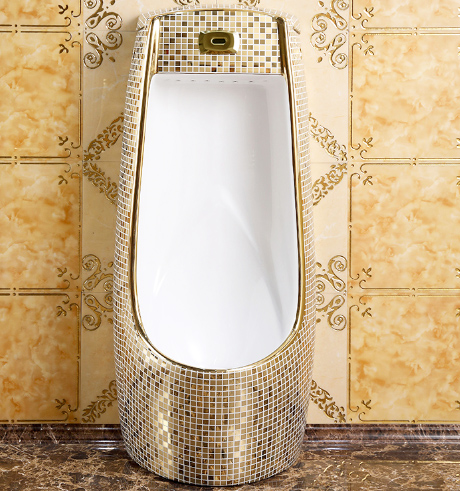 Classic Freestanding Mosaic Gold Urinal  -  Gold Urinals