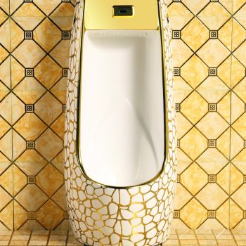 Classic Freestanding White-Gold Pattern Urinal