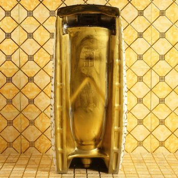Classic Freestanding White-Gold Pattern Urinal