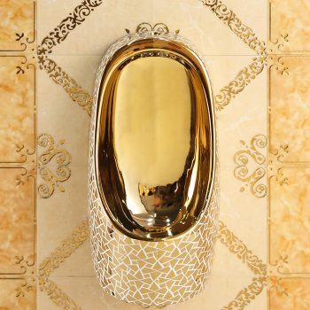 Elegant Wall Mounted Mosaic Gold Urinal